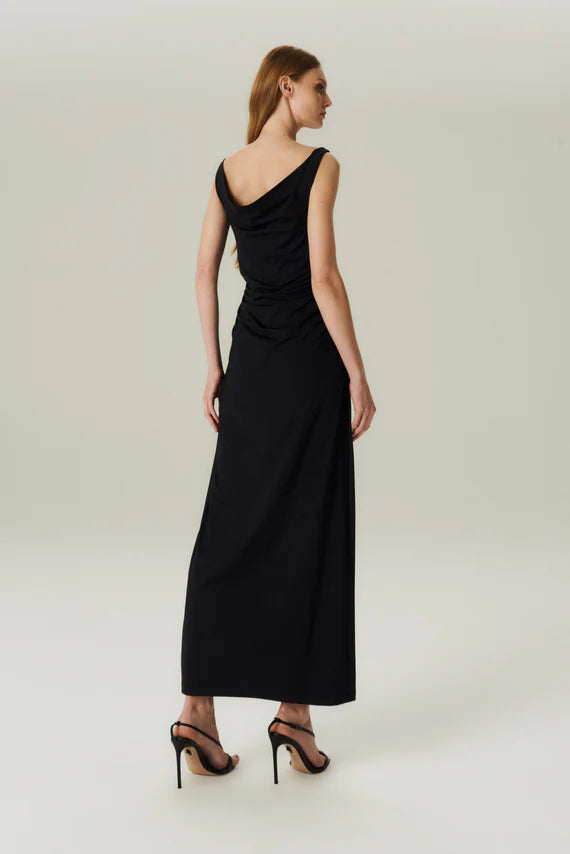 VESTIDO FLUIDO DEGAGÊ PRETO HOODMOOD