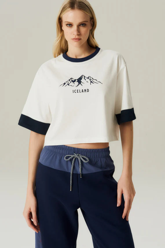 T-SHIRT BICOLOR HOOD MOOD OFF WHITE/MARINHO