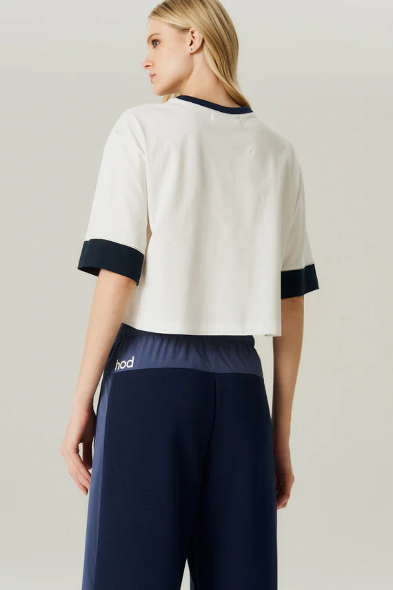 T-SHIRT BICOLOR HOOD MOOD OFF WHITE/MARINHO