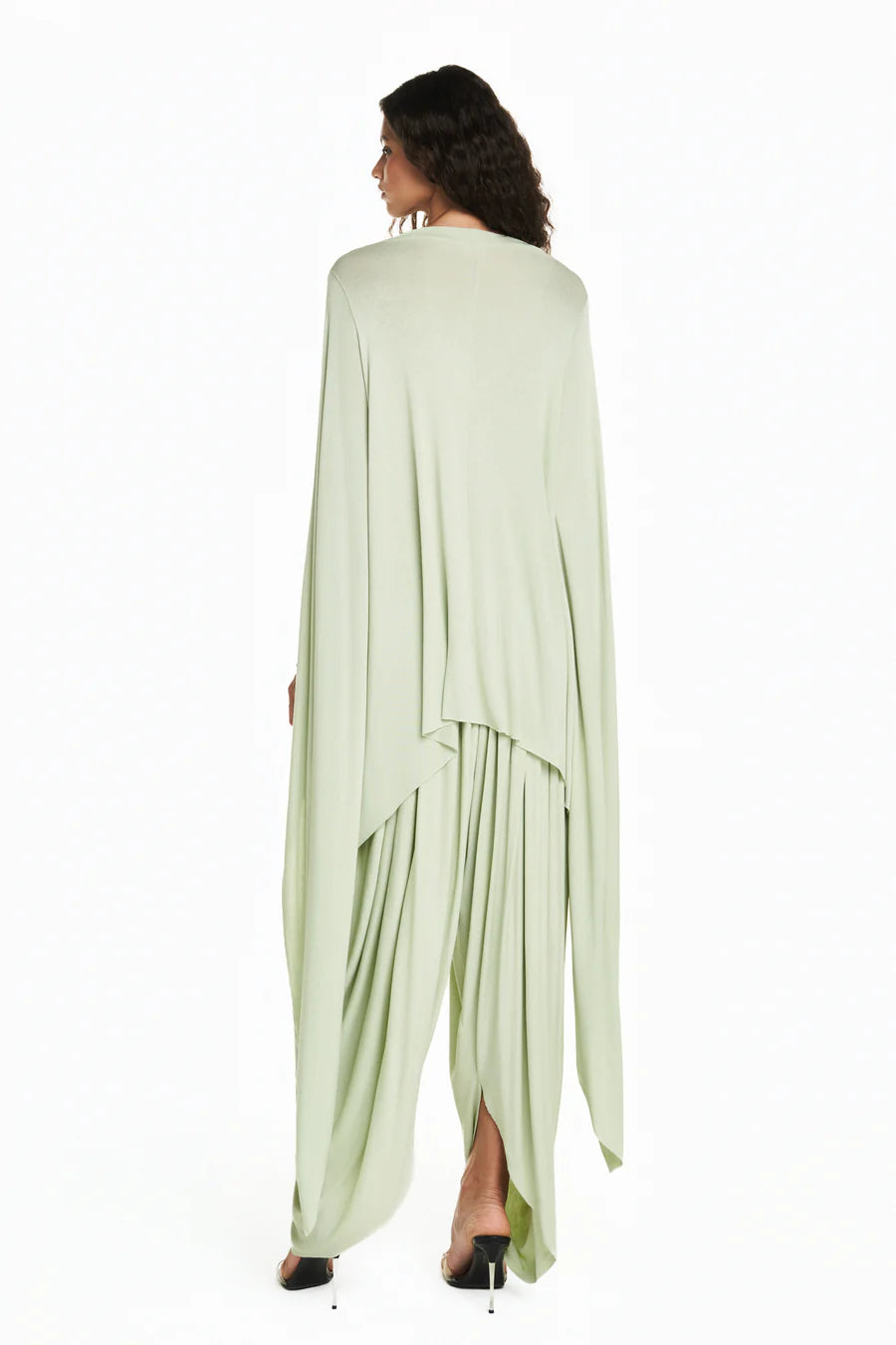 BLUSA AMPLA MANGA COM PONTA MALHA VERDE CLARA TIG
