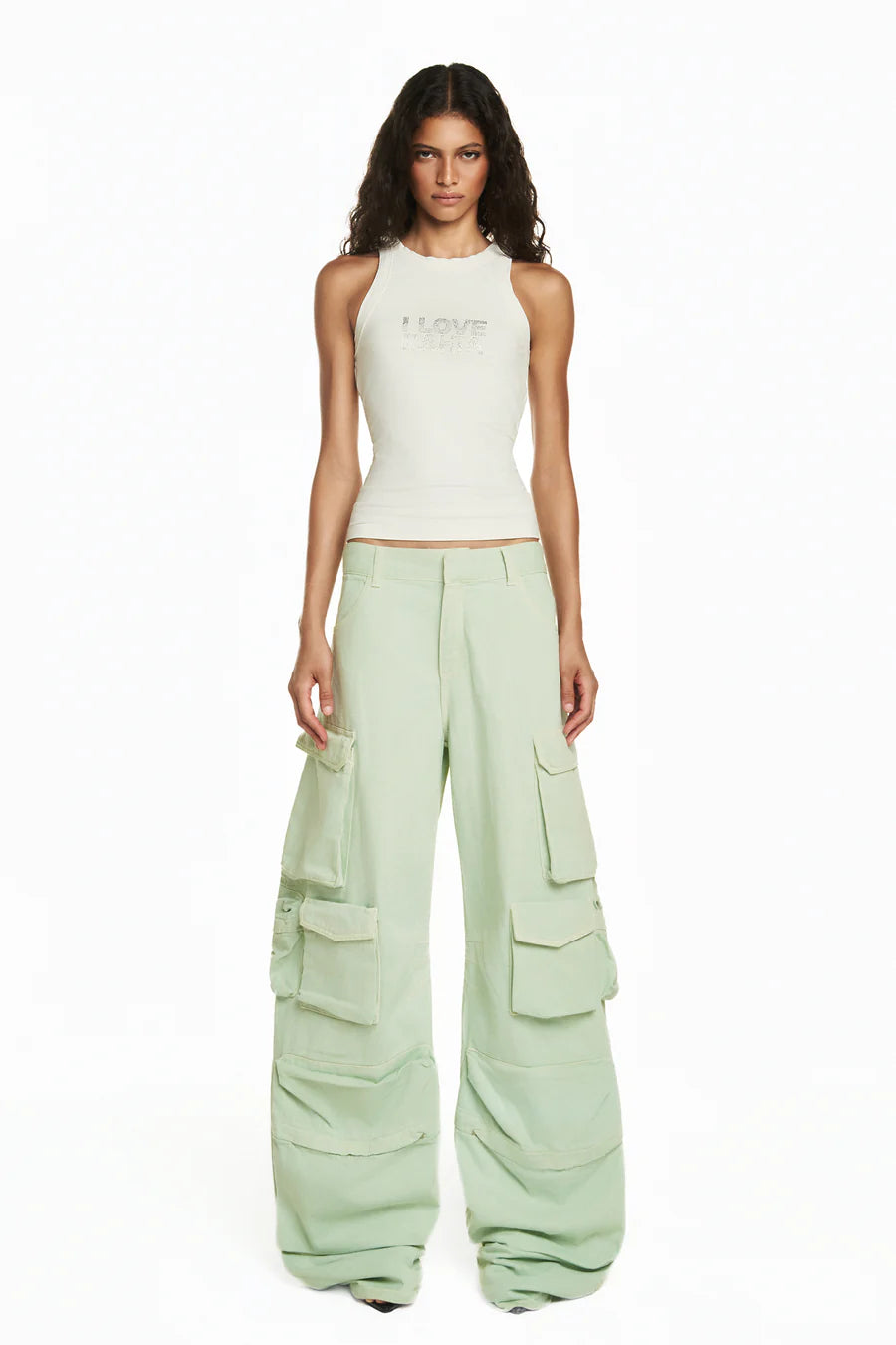 CALÇA CARGO MÚLTIPLOS BOLSOS SARJA VERDE TIG