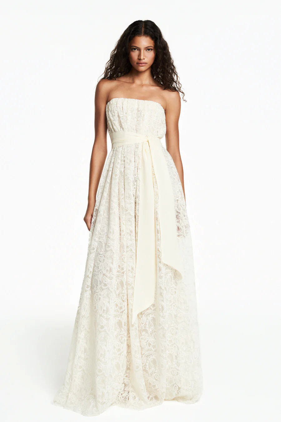 VESTIDO LONGO TOMARA QUE CAIA TULE CORDONÊ BORDADO TIG