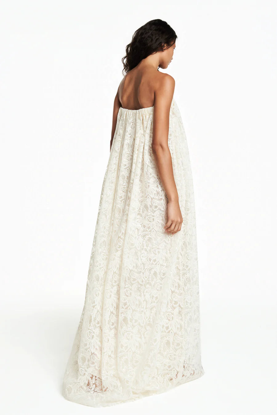 VESTIDO LONGO TOMARA QUE CAIA TULE CORDONÊ BORDADO TIG